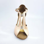 Load image into Gallery viewer, ELIDE (401) - Scarpa da Donna in Raso Seta Carne con Tacco a Spillo Laminato Oro
