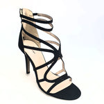 Carica immagine nella Galleria, ELIZHA (CRM by WISH DANCE) - Sandalo da Donna in Velur Nero con Swarovski Neri tacco a Spillo Alto
