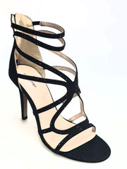 Carica immagine nella Galleria, ELIZHA (CRM by WISH DANCE) - Sandalo da Donna in Velur Nero con Swarovski Neri tacco a Spillo Alto
