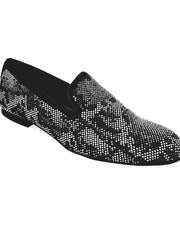 Load image into Gallery viewer, Viper Black (800PJ) - Mocassino da Uomo in Camoscio Nero con Swarovski Bianchi e Neri Suola in Mini Microlight
