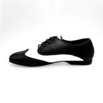 Load image into Gallery viewer, Billie Los Angeles - Jazz Plus Shoe in Toe and Under-Laces in Black Leather Remaining White Leather Black Cro Profile
