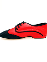 Load image into Gallery viewer, Billie Red Devil - Jazz Plus Shoe Black Glitter Toe remaining Red leather black cro profiles
