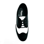 Load image into Gallery viewer, Billie Los Angeles - Jazz Plus Shoe in Toe and Under-Laces in Black Leather Remaining White Leather Black Cro Profile
