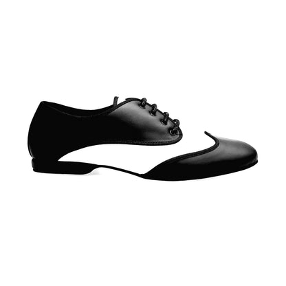 Scarpa jazz Billie LosAngeles in pelle nera e bianca, con punta, sottolacci e profilo nero, stile elegante e classico.