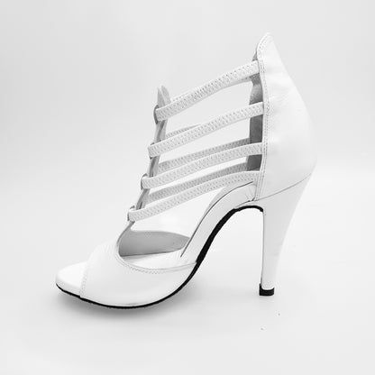 Sandalo donna Lilith (460) in pelle bianca, scarpa Wish Dance Shop con cinturino e suola piatta, dettaglio elegante e confortevole