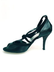 Load image into Gallery viewer, Malena (4400) - Scarpa da Donna in Pelle Nera Camoscio Nero Tacco Glitter Nero
