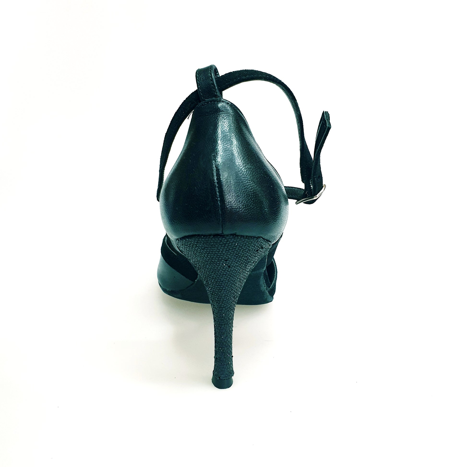 Scarpa da donna Wish Dance Shop Malena 4400 in pelle e camoscio nero, con tacco glitter nero, elegante e raffinata