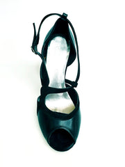 Load image into Gallery viewer, Malena (4400) - Scarpa da Donna in Pelle Nera Camoscio Nero Tacco Glitter Nero
