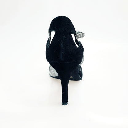 Scarpa da donna Wishdance Ely (4750) TPDA in camoscio nero Boreale Silver, vista frontale con dettagli eleganti