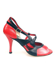 Load image into Gallery viewer, Malena (4400) - Scarpa da Donna in Pelle Rossa e Pelle Nera
