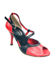 Load image into Gallery viewer, Malena (4400) - Scarpa da Donna in Pelle Rossa e Pelle Nera
