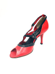 Load image into Gallery viewer, Malena (4400) - Scarpa da Donna in Pelle Rossa e Pelle Nera
