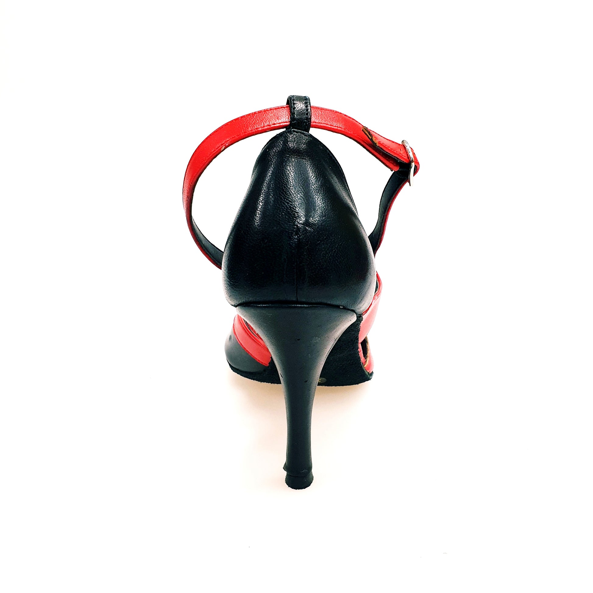 Scarpa da donna Wish Dance Shop Malena 4400 in pelle nera e rossa con tacco glitter nero, elegante e alla moda