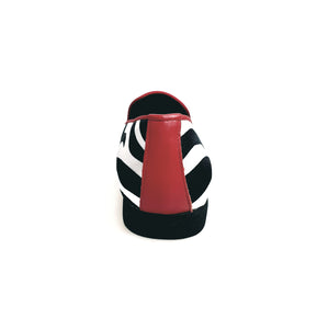 Sebras / Zebra (MS20) - Mocassino in Raso seta Zebrato Profilo Rosso Forma Lunga