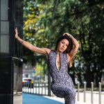 Load image into Gallery viewer, ALESSIA Python Zip (Denise) - Jumpsuit in Breathable Microfibre Bielastic Shaping Containment Python Design Gray
