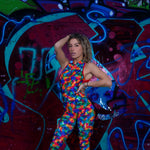 Load image into Gallery viewer, DENISE Fantasy Zip - Jumpsuit in Microfibra Traspirante Bielastica Modellante Contenitivo containment Fantasia Picasso multicolor
