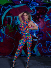 Load image into Gallery viewer, DENISE Fantasy Zip - Jumpsuit in Microfibra Traspirante Bielastica Modellante Contenitivo containment Fantasia Picasso multicolor

