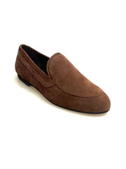 Carica immagine nella Galleria, ROMEO (800K) - Mocassino in Camoscio Marrone Bruciato cuciture Marrone scuro
