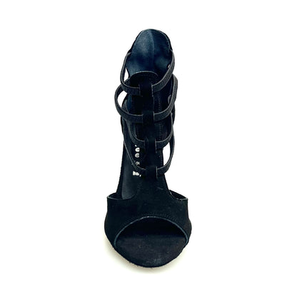 Sandalo donna Lilith in camoscio nero con tacco alto a spillo largo, Wish Dance Shop, immagine dettagliata