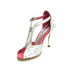 Load image into Gallery viewer, Sophie (401) - Sandalo da Donna in Pizzo Bianco con Tacco a Spillo laminato Argento
