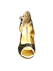 Carica immagine nella Galleria, Jenny (18/06) - Scarpa in Cate Fiorato Veneziano Oro e Profili Lurex Oro con Tacco a Spillo Laminato Oro
