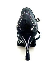 Load image into Gallery viewer, CAROLIN QC (Marea L14) - Woman&#39;s Shoe Bi-Flex Line in Black Satin Silk With Boreal Swarovski and Spool Heel / Slim Latin
