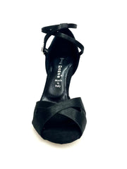 Load image into Gallery viewer, Ely QB (32QB) - Scarpa Basica da Donna in Raso Nero con Cinturino doppio sulla Caviglia Tacco a Rocchettino
