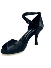 Load image into Gallery viewer, Ely QB (32QB) - Scarpa Basica da Donna in Raso Nero con Cinturino doppio sulla Caviglia Tacco a Rocchettino
