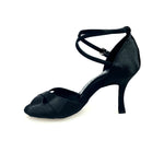 Load image into Gallery viewer, Ely QB (32QB) - Scarpa Basica da Donna in Raso Nero con Cinturino doppio sulla Caviglia Tacco a Rocchettino
