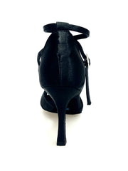 Load image into Gallery viewer, Ely QB (32QB) - Scarpa Basica da Donna in Raso Nero con Cinturino doppio sulla Caviglia Tacco a Rocchettino
