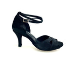 Load image into Gallery viewer, Ely QB (32QB) - Scarpa Basica da Donna in Raso Nero con Cinturino doppio sulla Caviglia co Tacco Spillo Largo
