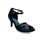 Load image into Gallery viewer, Ely QB (32QB) - Scarpa Basica da Donna in Raso Nero con Cinturino doppio sulla Caviglia co Tacco Spillo Largo
