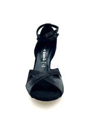 Load image into Gallery viewer, Ely QB (32QB) - Scarpa Basica da Donna in Raso Nero con Cinturino doppio sulla Caviglia co Tacco Spillo Largo
