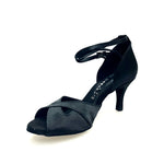 Load image into Gallery viewer, Ely QB (32QB) - Scarpa Basica da Donna in Raso Nero con Cinturino doppio sulla Caviglia co Tacco Spillo Largo
