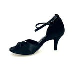 Load image into Gallery viewer, Ely QB (32QB) - Scarpa Basica da Donna in Raso Nero con Cinturino doppio sulla Caviglia co Tacco Spillo Largo
