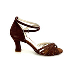 Load image into Gallery viewer, Patty QB (28QB) - Scarpa da Ballo Basica da Donna con Nodino in Camoscio Marrone Tacco a Rocchetto
