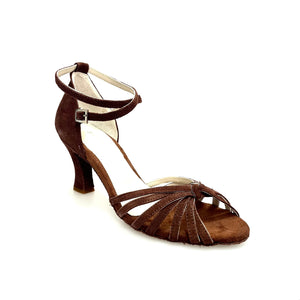 Patty QB (28QB) - Scarpa da Ballo Basica da Donna con Nodino in Camoscio Marrone Tacco a Rocchetto
