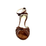 Load image into Gallery viewer, Patty QB (28QB) - Scarpa da Ballo Basica da Donna con Nodino in Camoscio Marrone Tacco a Rocchetto
