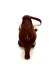 Load image into Gallery viewer, Patty QB (28QB) - Scarpa da Ballo Basica da Donna con Nodino in Camoscio Marrone Tacco a Rocchetto
