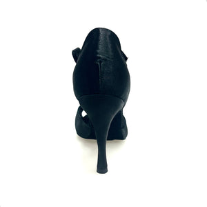 Ely QA (32QA B) - Women's Basic Dance Shoe in Black Satin and Single Strap