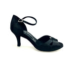 Carica immagine nella Galleria, Ely QA (32QA B ) - Scarpa da Ballo Basica da Donna in Raso Nero e Cinturino singolo con Tacco Stiletto
