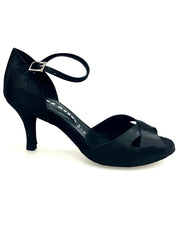 Carica immagine nella Galleria, Ely QA (32QA B ) - Scarpa da Ballo Basica da Donna in Raso Nero e Cinturino singolo con Tacco Stiletto
