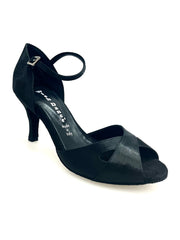 Carica immagine nella Galleria, Ely QA (32QA B ) - Scarpa da Ballo Basica da Donna in Raso Nero e Cinturino singolo con Tacco Stiletto
