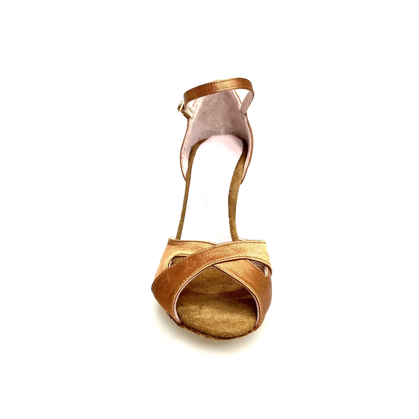 Scarpa Wishdance Ely QA (32QA) da donna in raso bronzo con cinturino alla caviglia e tacco rocchetto, dettaglio elegante e raffinato