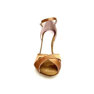 Ely QA (32QA) - Woman's Basic Shoe in Bronze Satin with single ankle strap