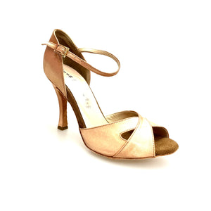 Ely QA (32QA) - Women's Basic Shoe in Nude Satin with Single ankle strap