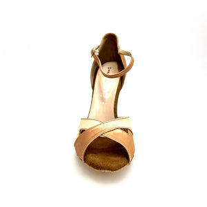 Ely QA (32QA) - Women's Basic Shoe in Nude Satin with Single ankle strap