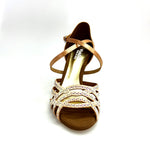 Carica immagine nella Galleria, CAROLIN QC (Marea L14) - Scarpa Da Donna Linea Biflex in Raso Seta Carne Con Swarovski Boreali e Tacco a Rocchetto/Slim Latino Basso
