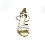 Carica immagine nella Galleria, CAROLIN QC (Marea L14) - Scarpa Da Donna in Raso Seta Cipria Rosé Con Swarovski Boreali e Tacco a Rocchetto/Slim Latino Alto
