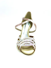 Load image into Gallery viewer, CAROLIN QC (Marea L14) - Woman&#39;s Shoe in Pink Powder Silk Satin With Boreal Swarovski and Spool Heel / Slim Latin
